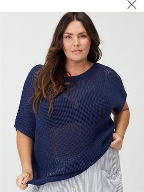 torrid Navy Blue Knit Short Sleeve Sweater
